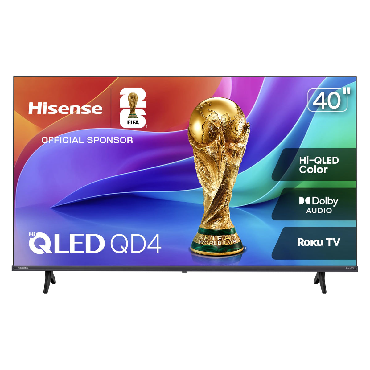 Hisense frontal muestra pantalla Hi-QLED con colores vibrantes y mejor detalle