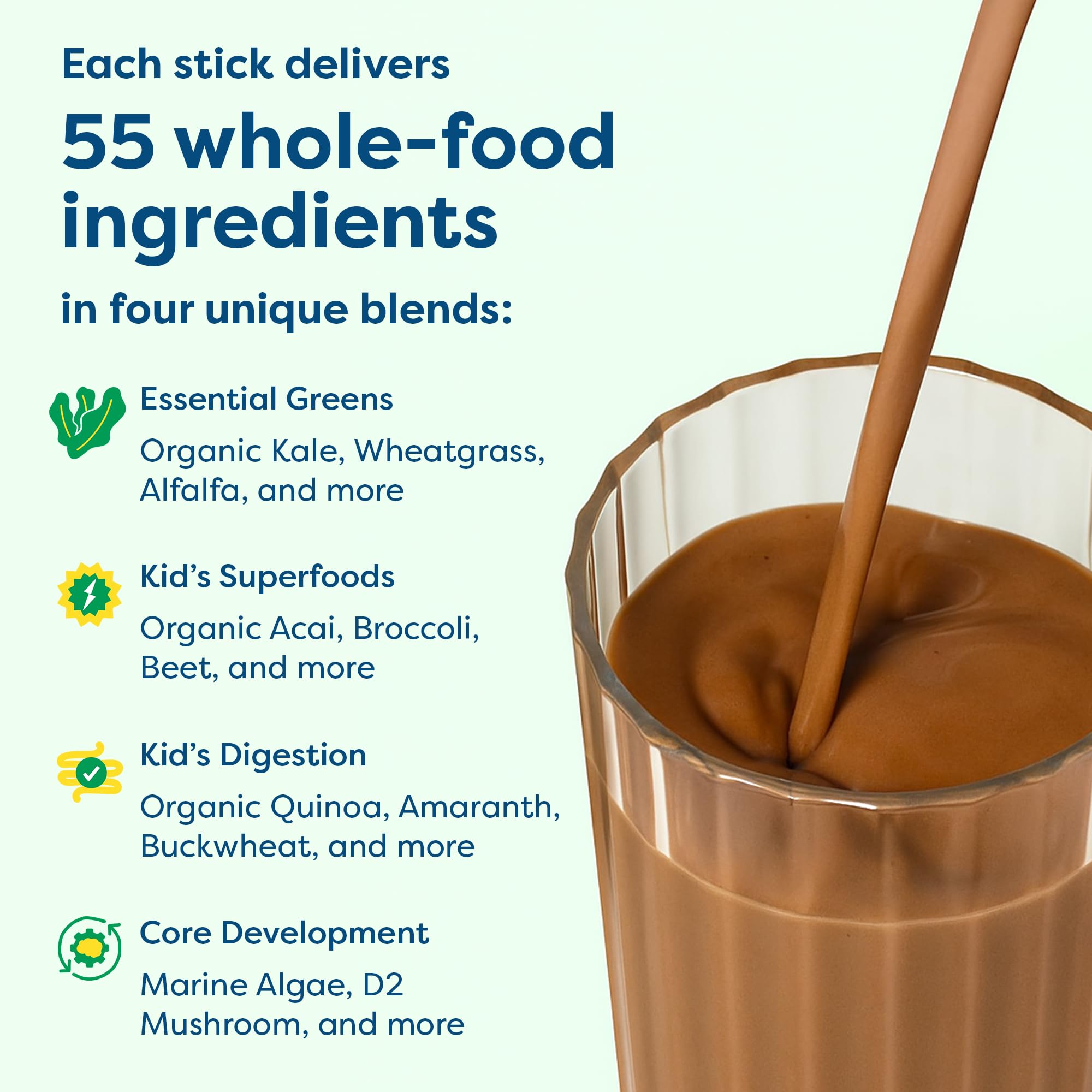 HIYA batido chocolate servido a niño, sabor que aceptan los niños