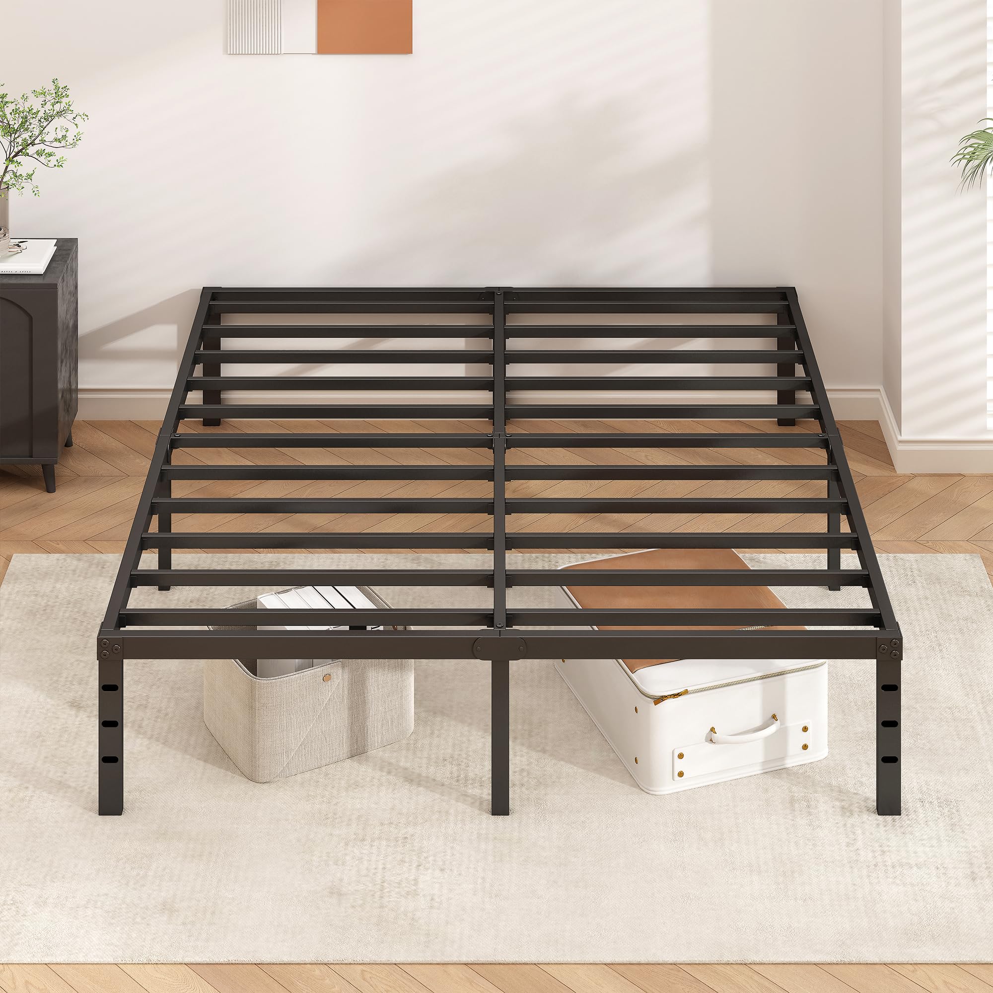 HLIPHA cama en uso con colchón 75" x 54" mostrando ajuste perfecto y soporte uniforme