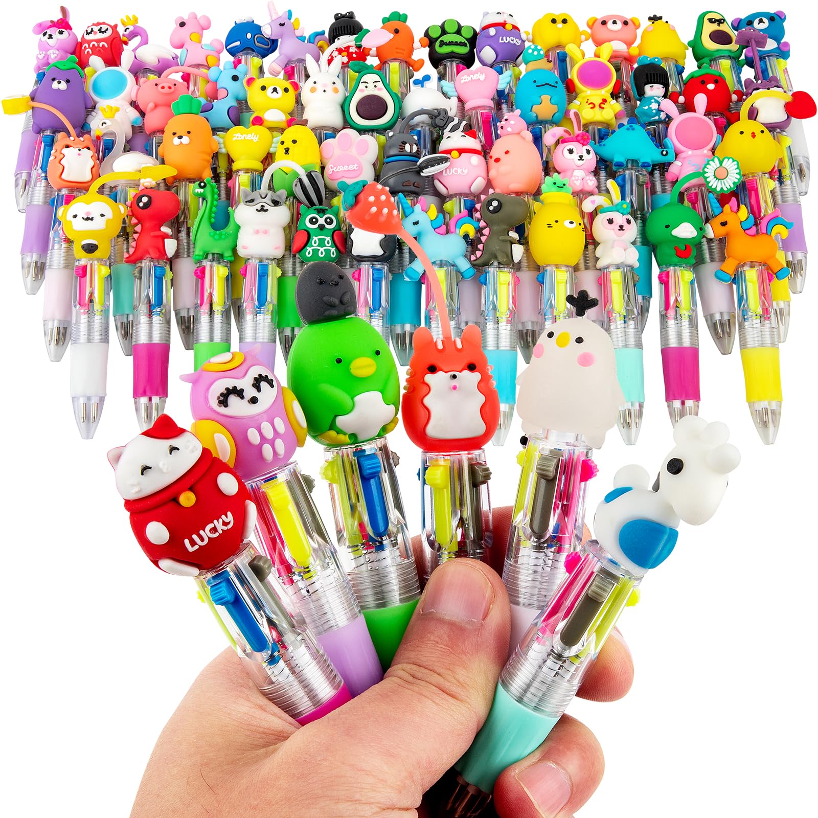HNSYYF frontal del paquete mostrando 60 bolígrafos multicolores para fiestas