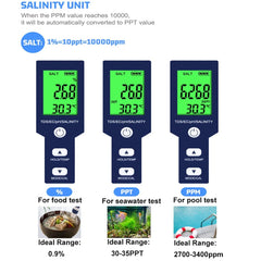 Hofun digital display showing salinity units for easy, clear readings