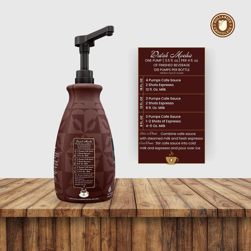 Hollander salsa vertida en mocha, resultado visual apetitoso para cafés