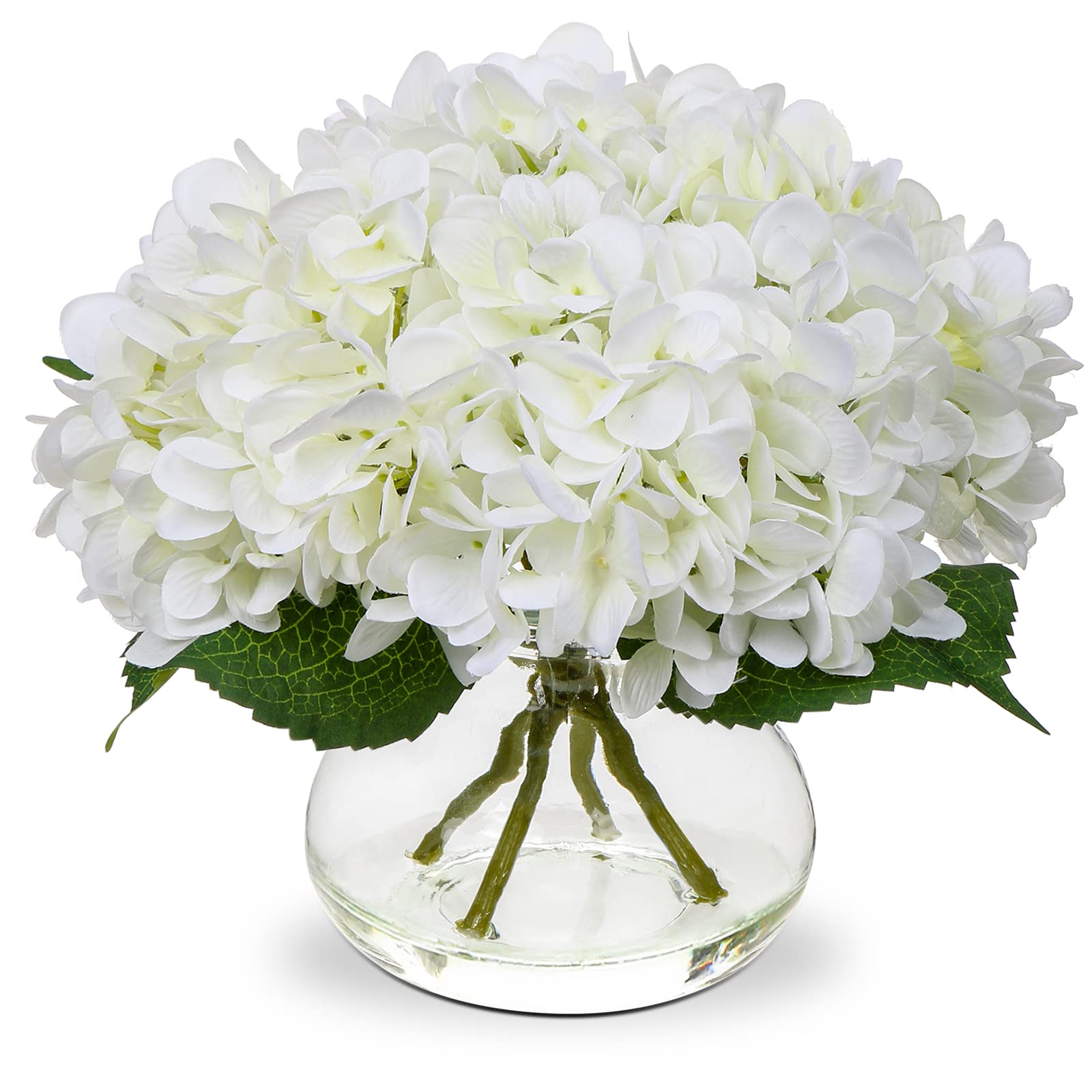 Hollyone vista frontal del jarrón con hortensias realismo decorativo