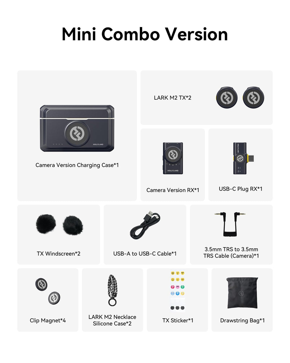 HollyView Lark M2 accesorios: cables, pinzas y adaptadores listos para uso profesional