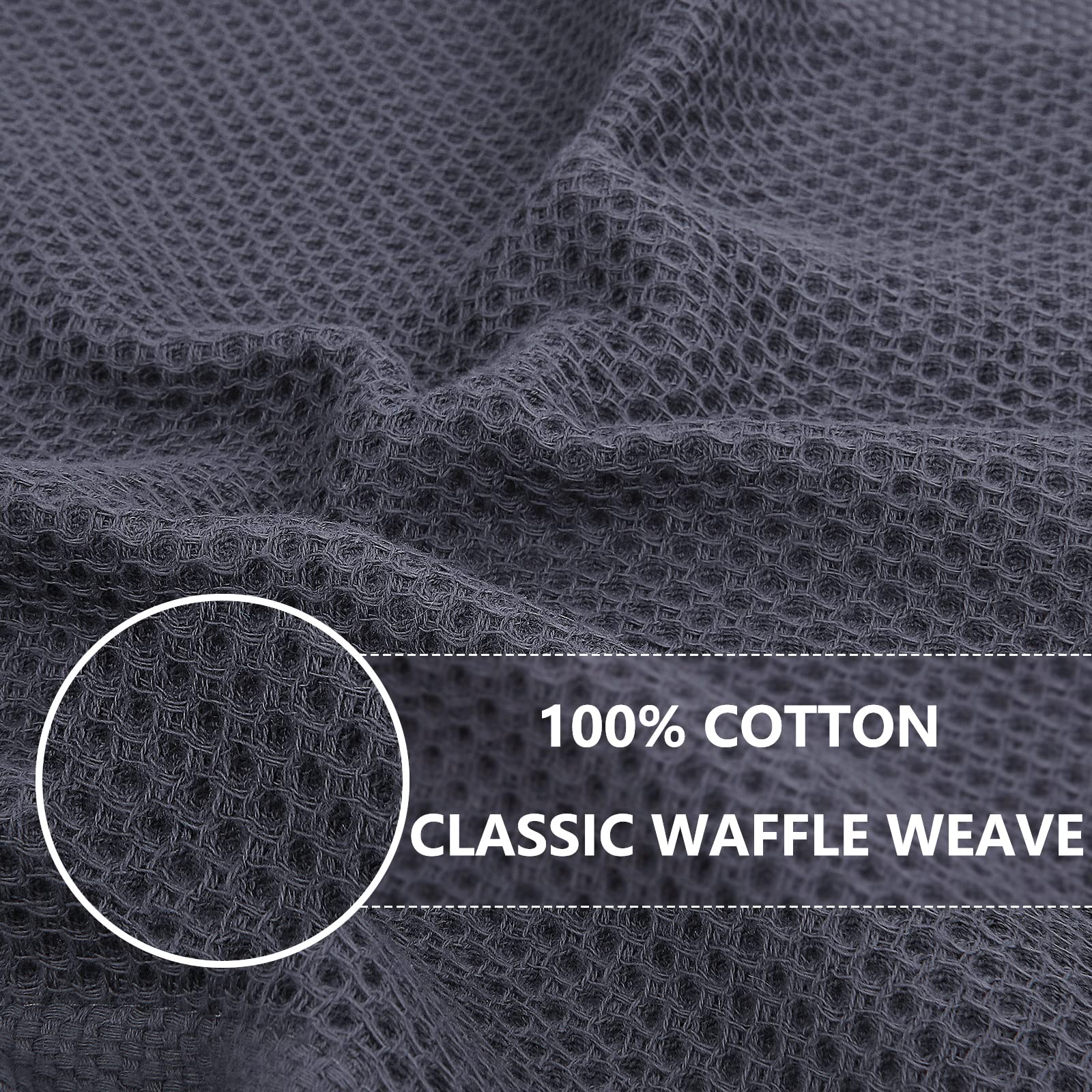 Homaxy close-up tejido waffle que muestra la textura absorbente y suave
