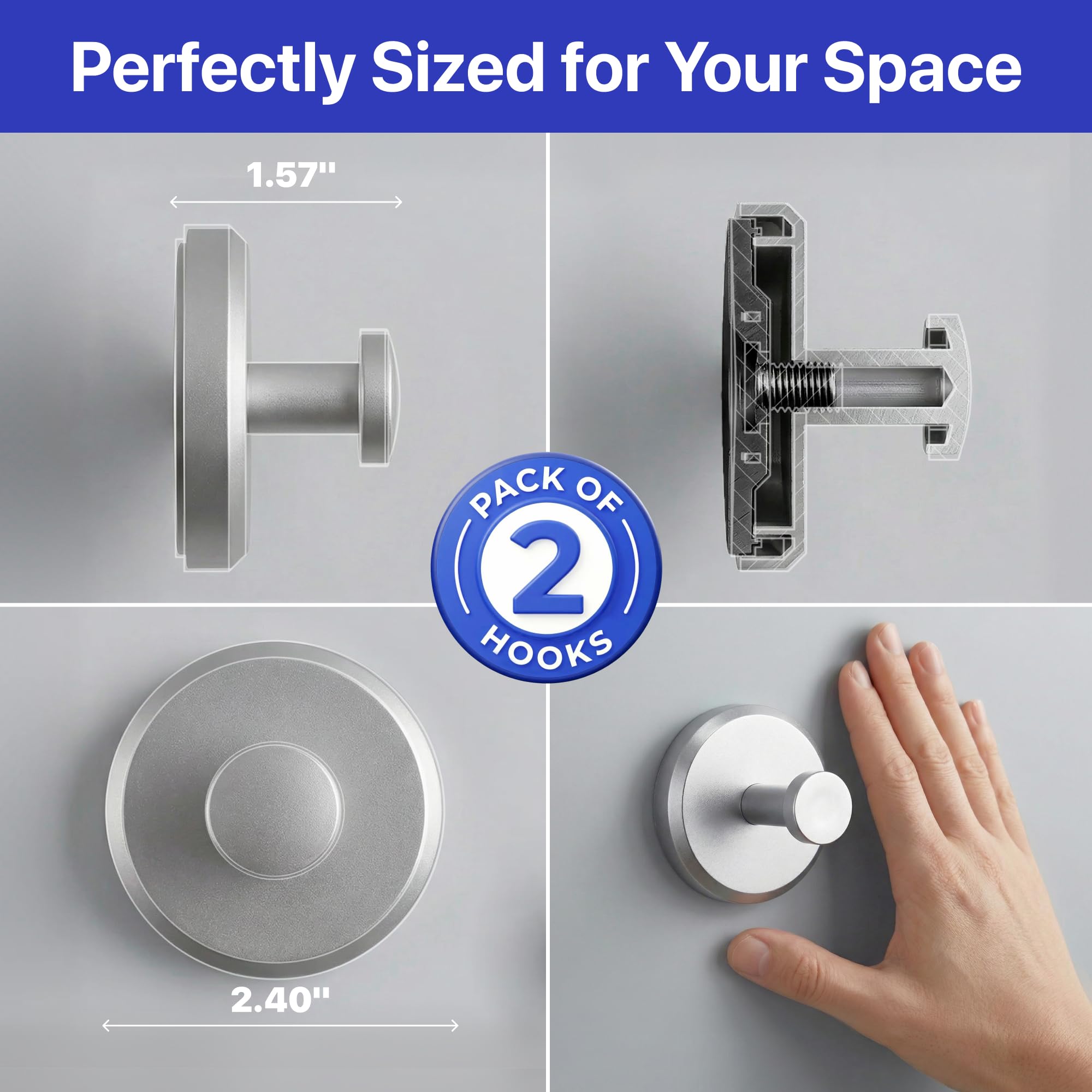 HOME SO empaque del pack de 2 ganchos presentando contenido y accesorios incluidos