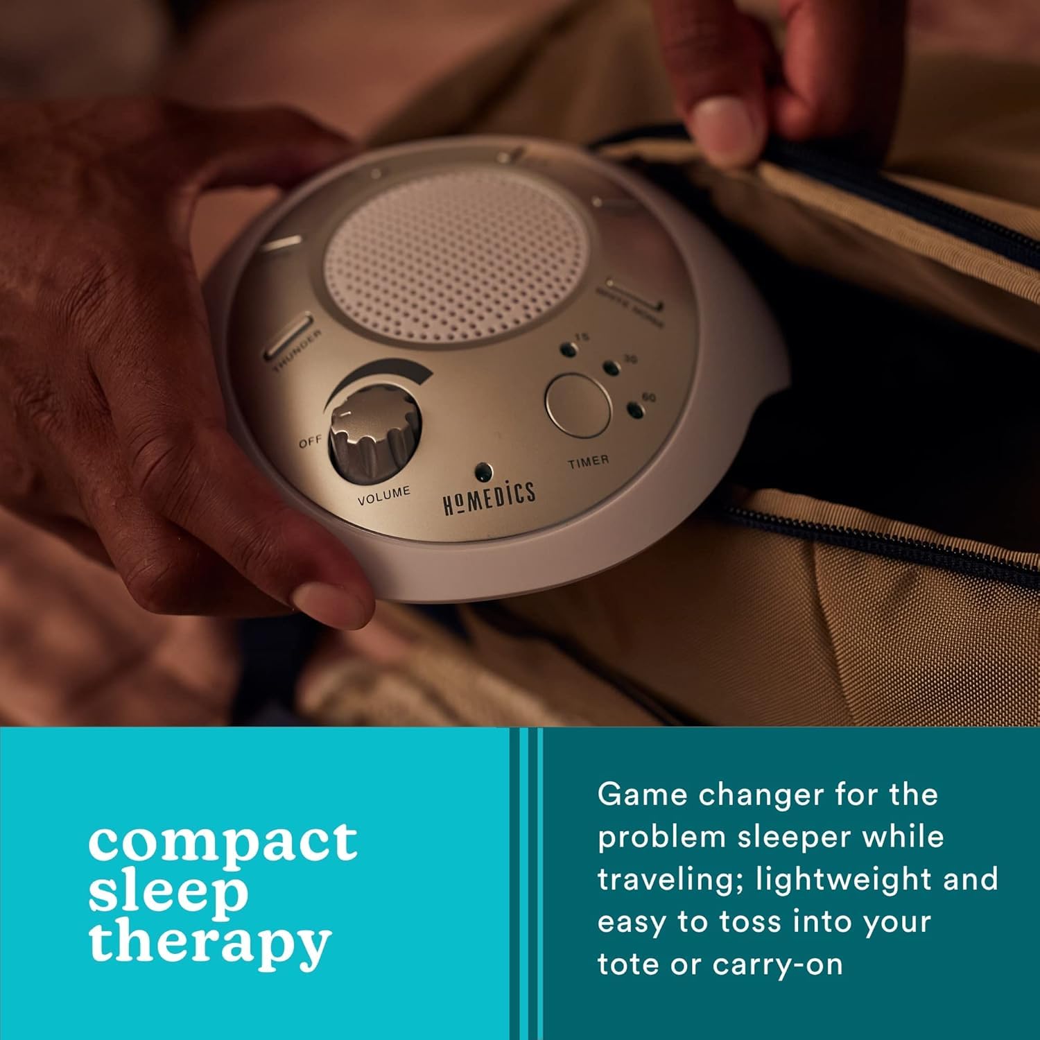 Homedics SoundSleep primer plano del altavoz que muestra salida de sonido uniforme y envolvente