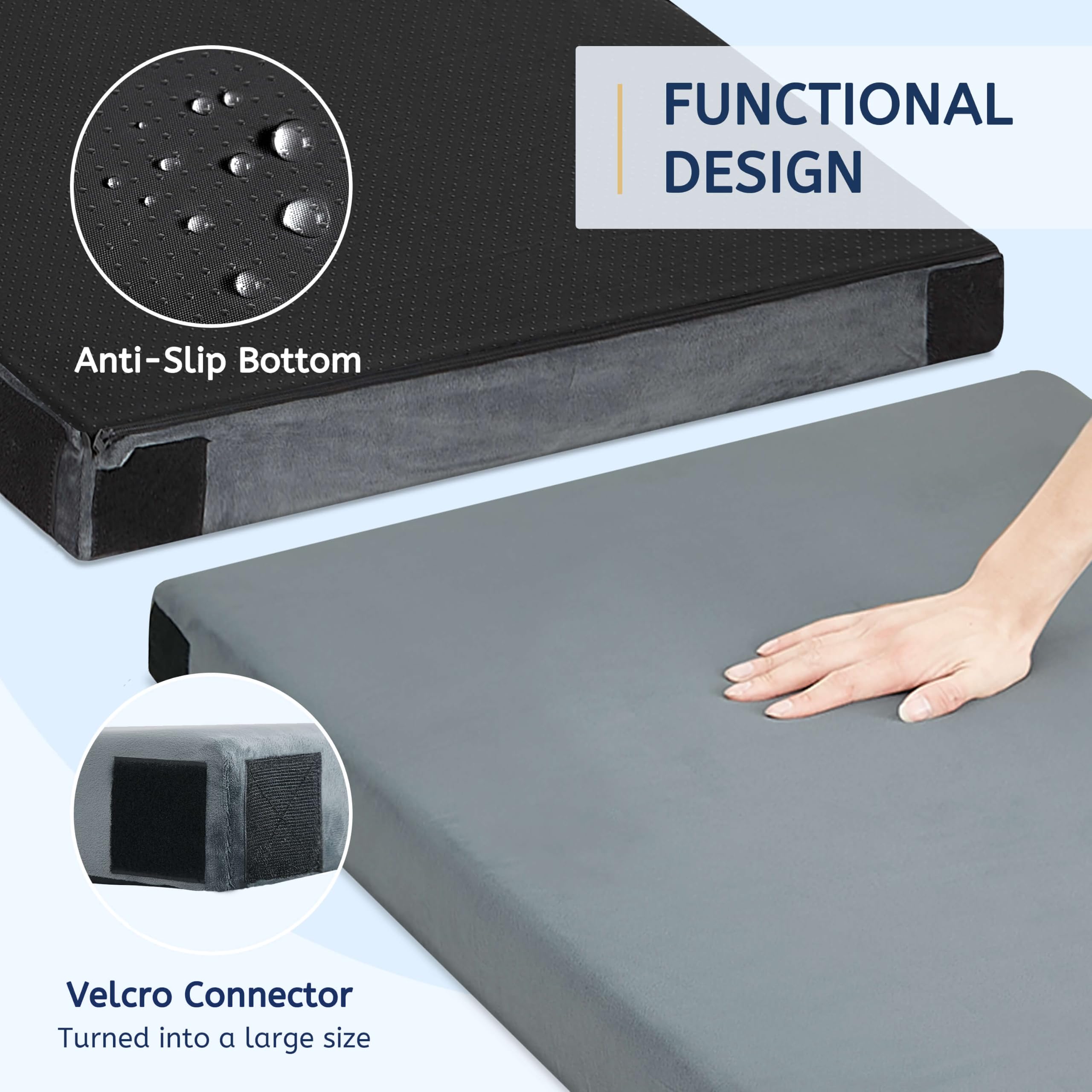 HomeMate primer plano de la funda desmontable y cremallera resistente