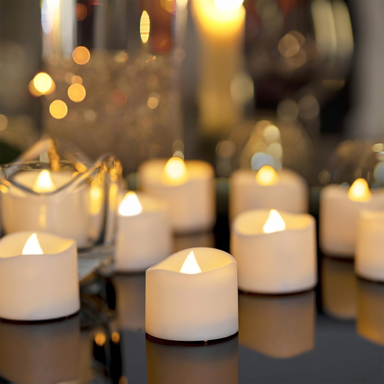 Homemory pack frontal de 48 velas té, solución decorativa segura