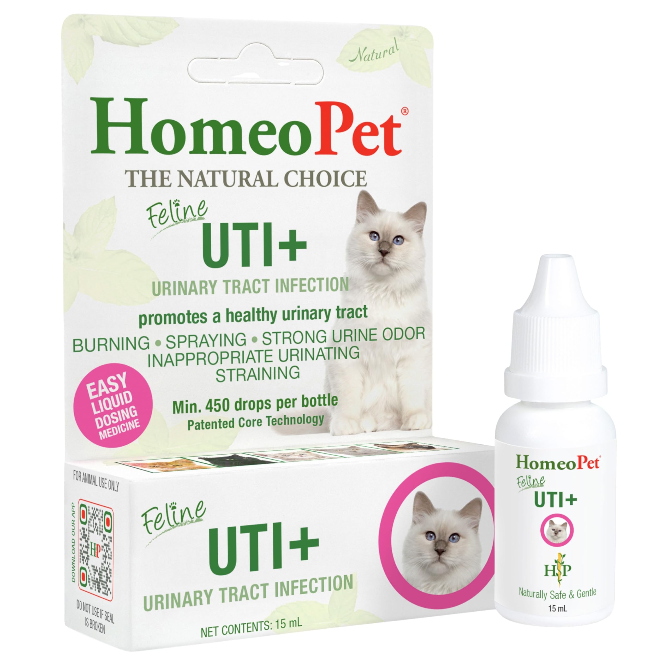 HomeoPet frasco frontal mostrando la presentación de 15 ml y uso sencillo