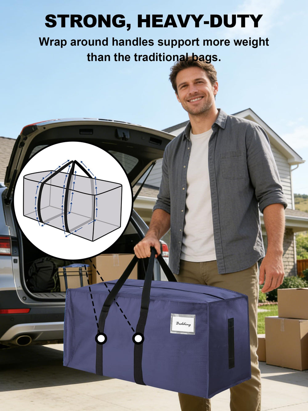 HOMESURE costuras reforzadas en primer plano mostrando durabilidad extra