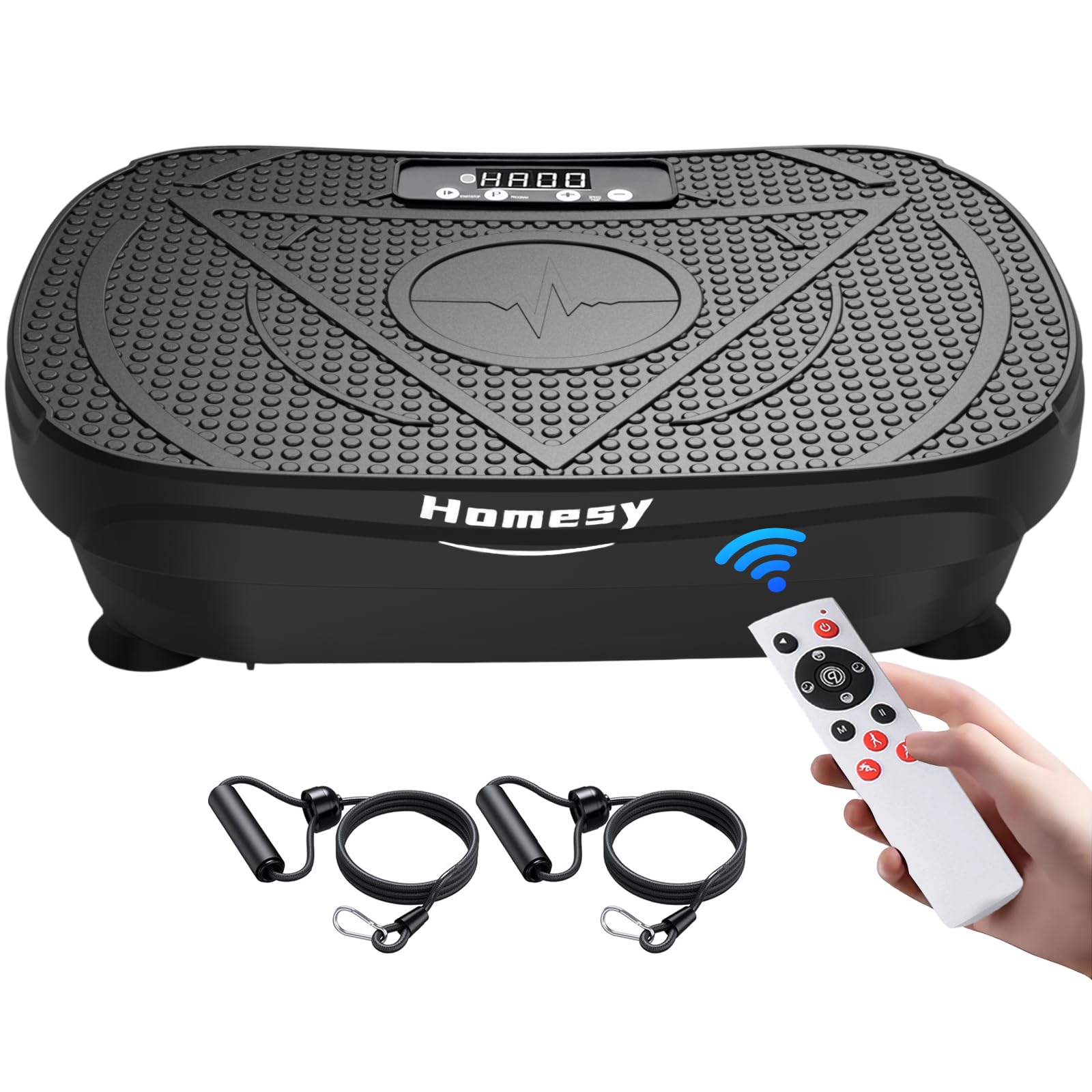 Homesy plataforma frontal negra mostrando diseño compacto y potencia