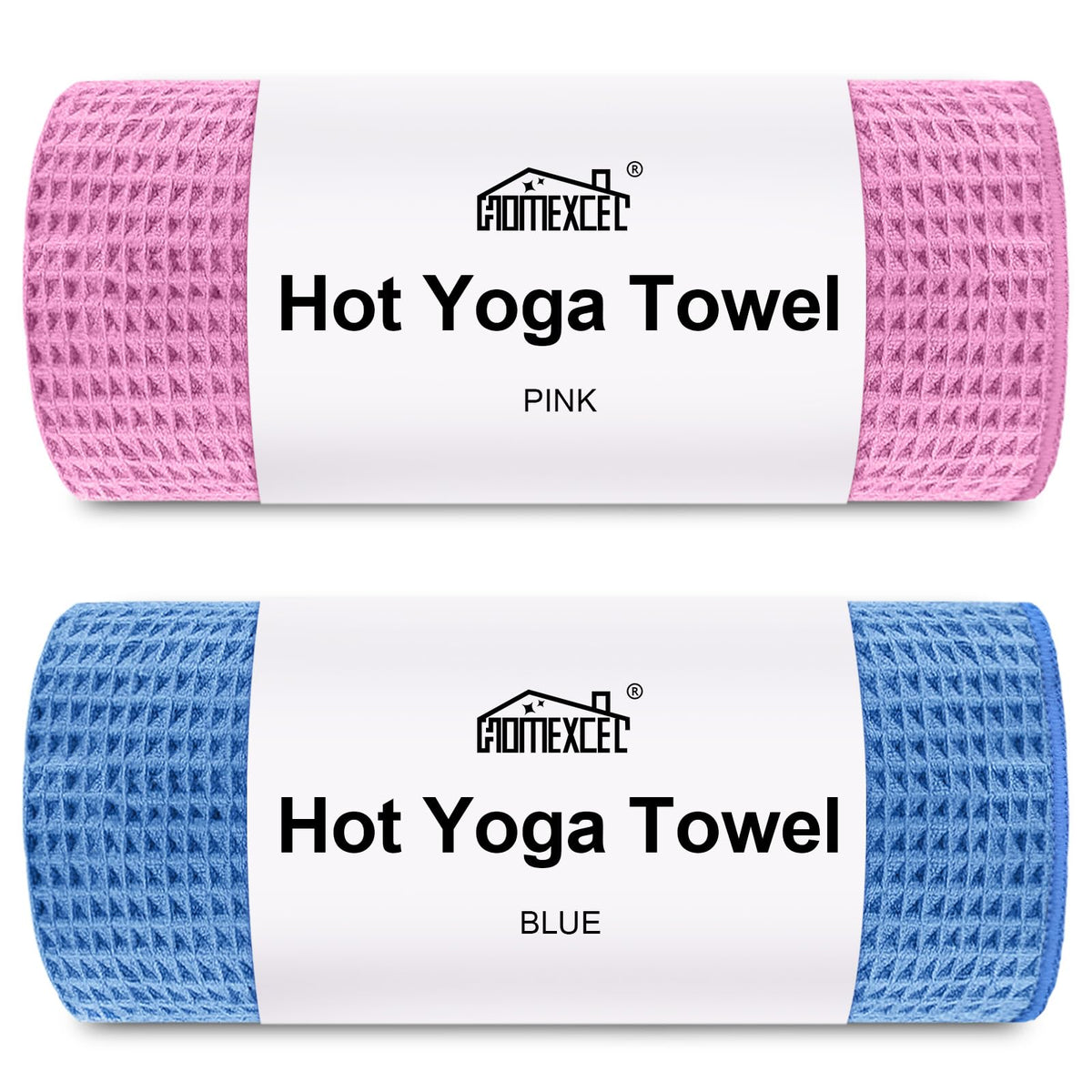 HOMEXCEL toalla frontal mostrando diseño y dimensiones prácticas