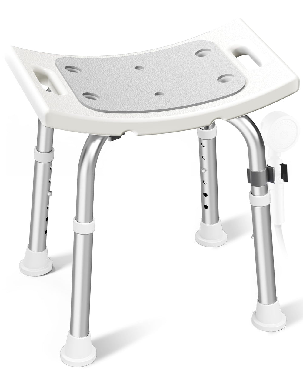 HOMLAND silla de ducha frontal mostrando estructura estable y respaldo cómodo