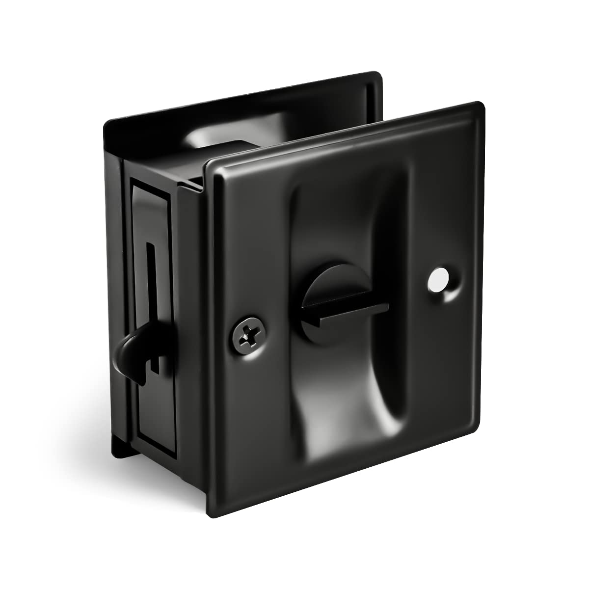 HOMOTEK vista frontal de la cerradura en negro, elegante y funcional