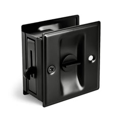 HOMOTEK vista frontal de la cerradura en negro, elegante y funcional
