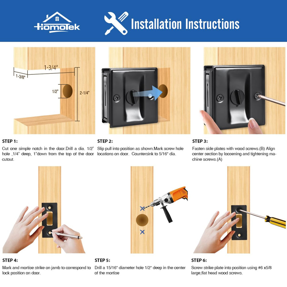 HOMOTEK kit de instalación con tornillería incluida para montaje sencillo