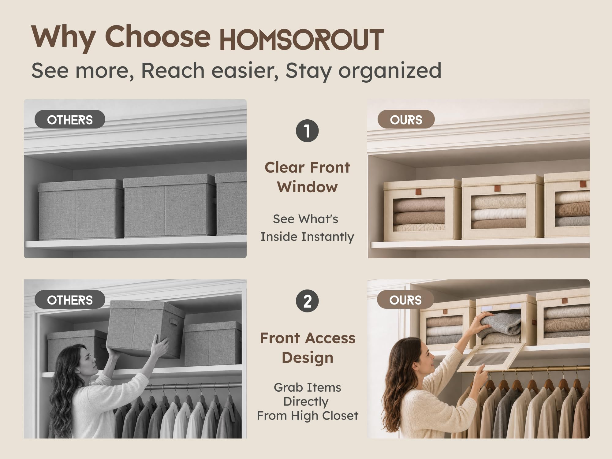 Homsorout comparación de tamaño con libros para visualizar capacidad