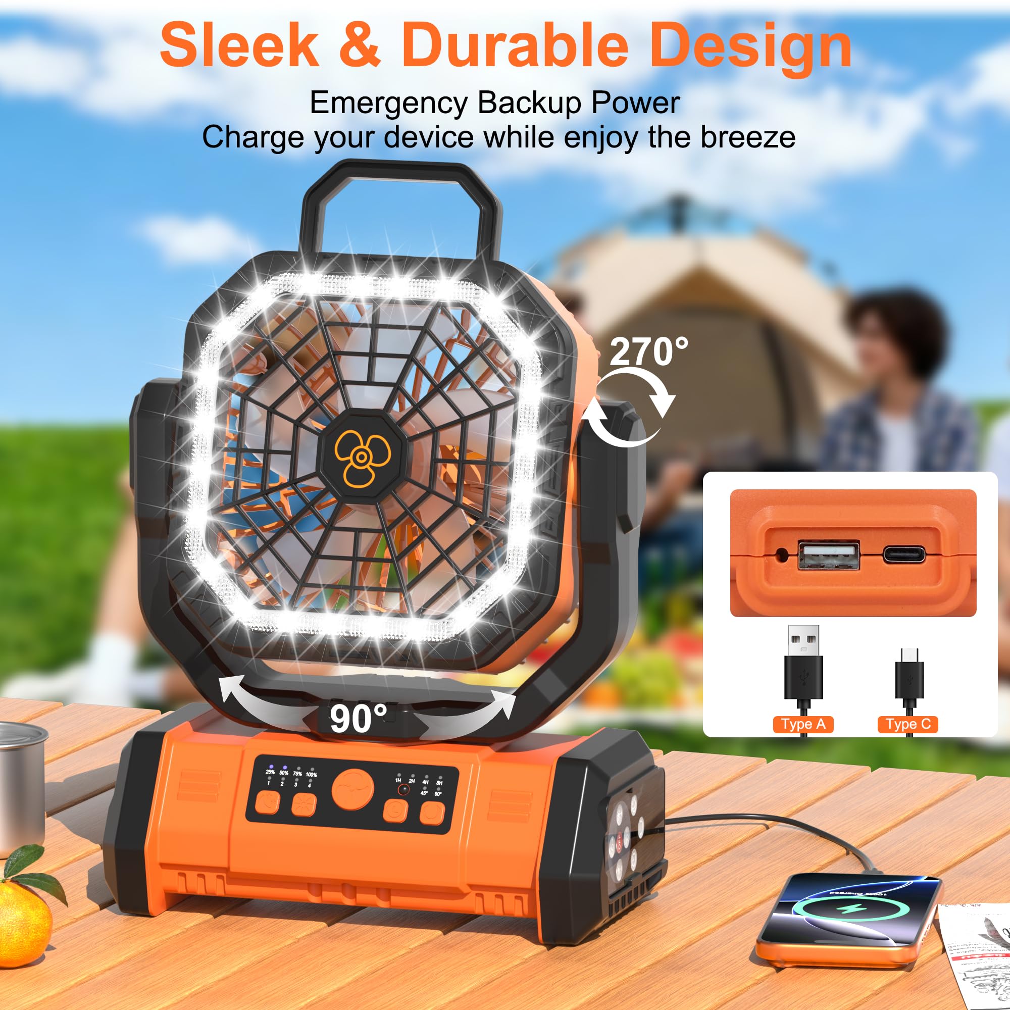 Honesorn ventilador en mano para comparar tamaño y portabilidad