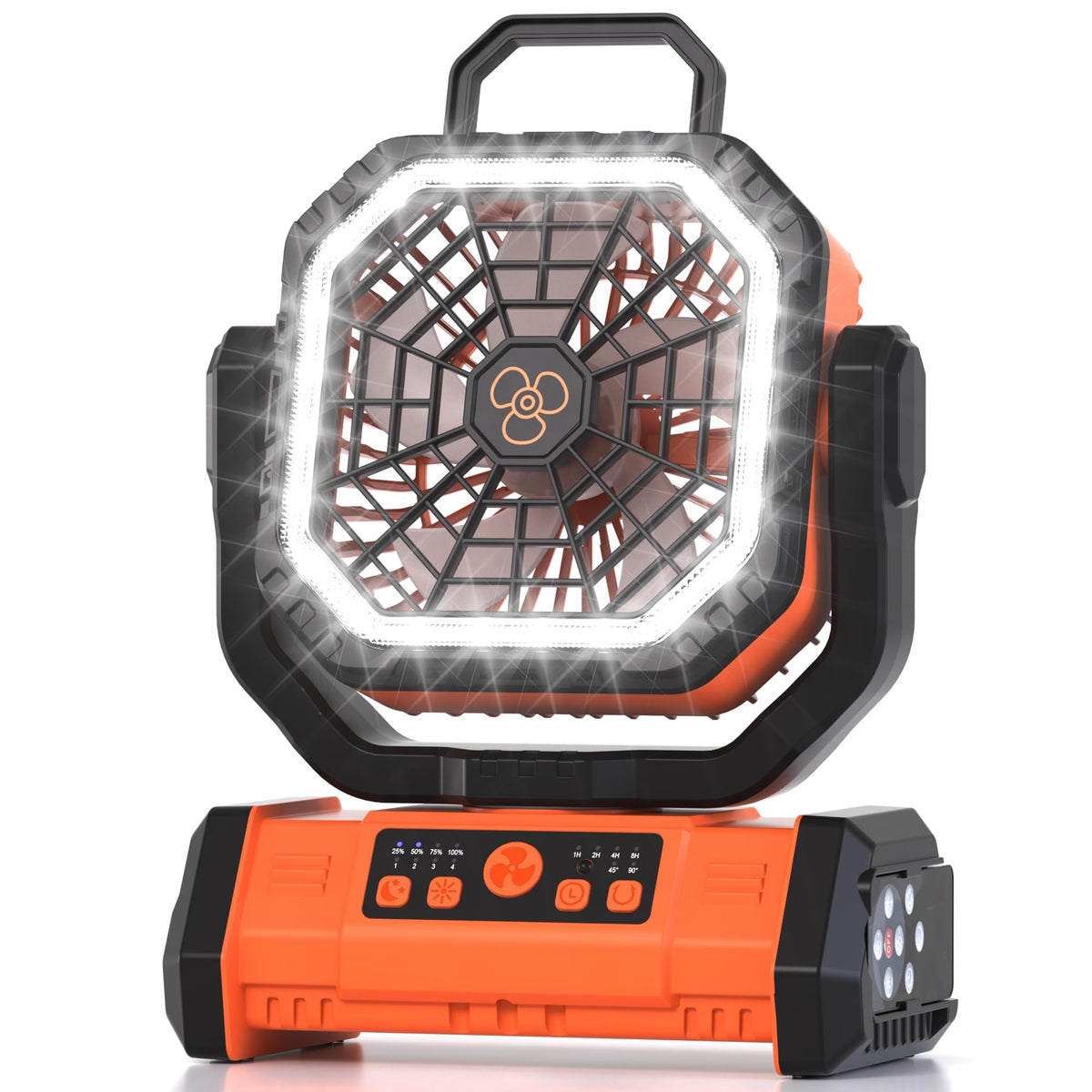 Honesorn vista frontal del ventilador portátil con batería duradera