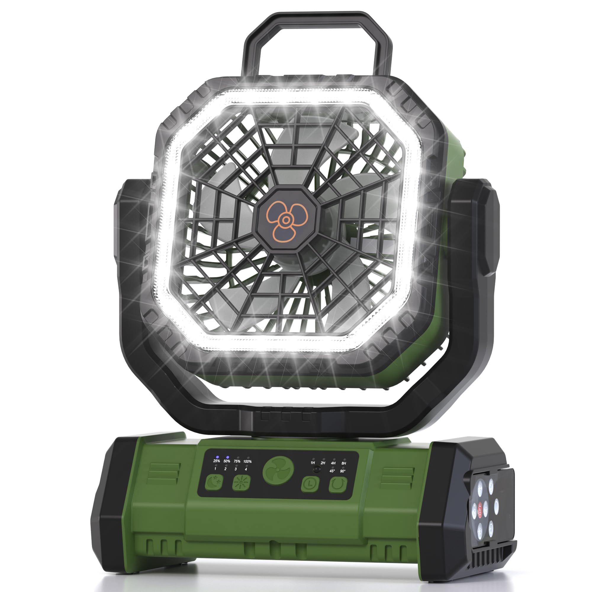 Honesorn ventilador frontal verde mostrando estilo y ventilación potente