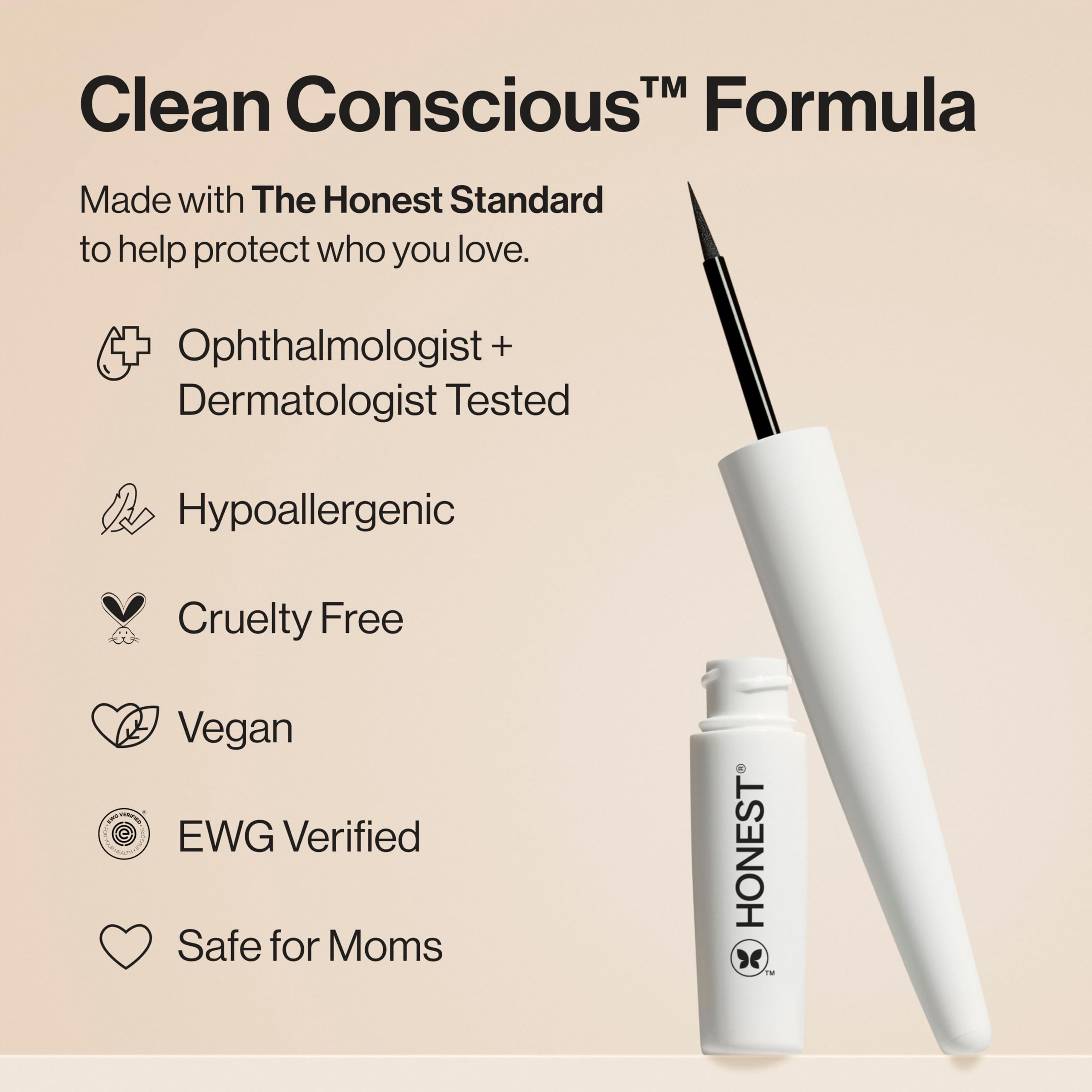 Honest Beauty comparación de tamaño mostrando el envase de 17 ml
