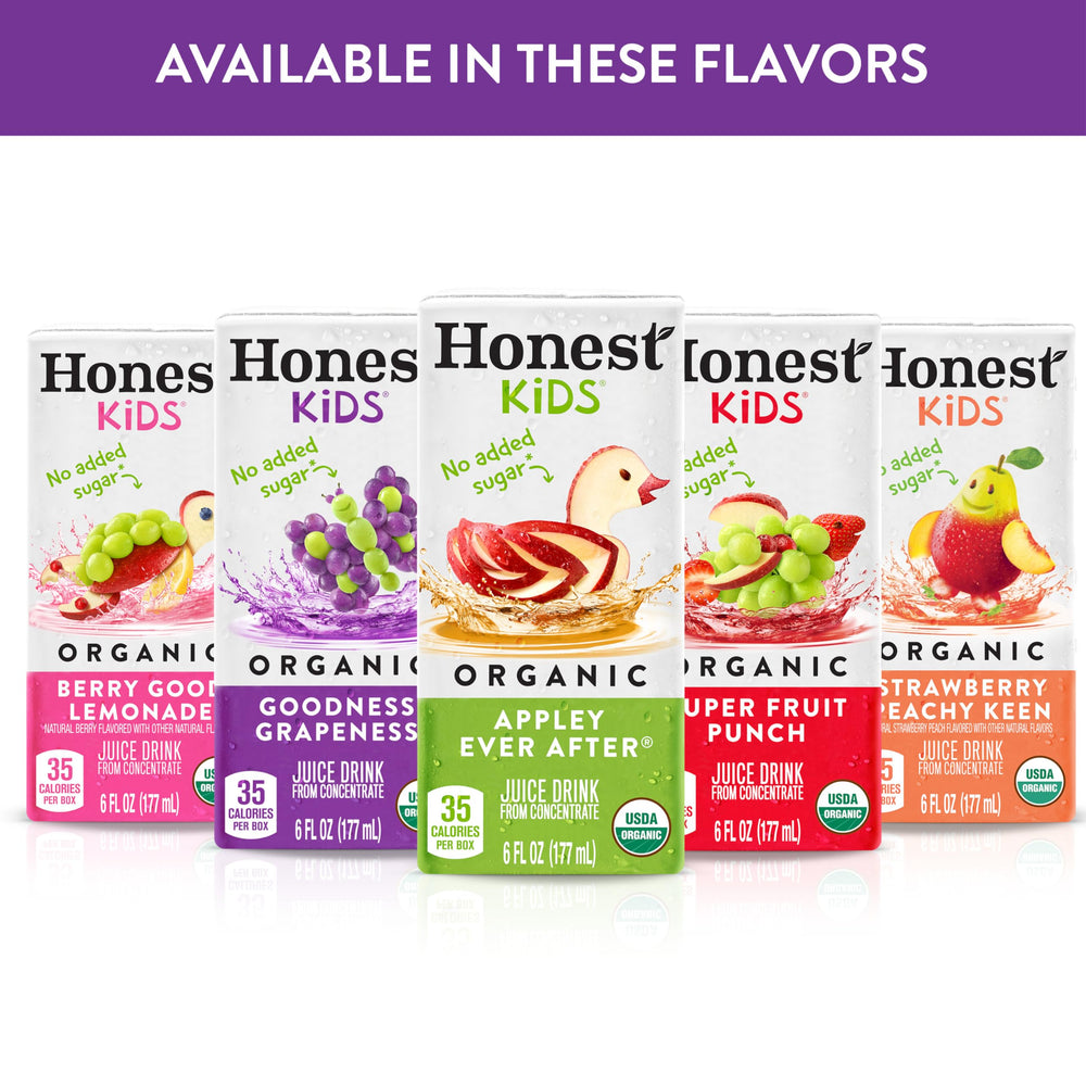 Honest Kids etiqueta con ingredientes orgánicos y certificación USDA