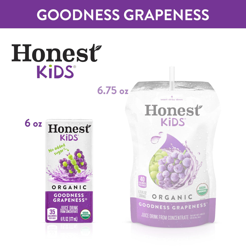 Honest Kids comparación de tamaño junto a una manzana para referencia