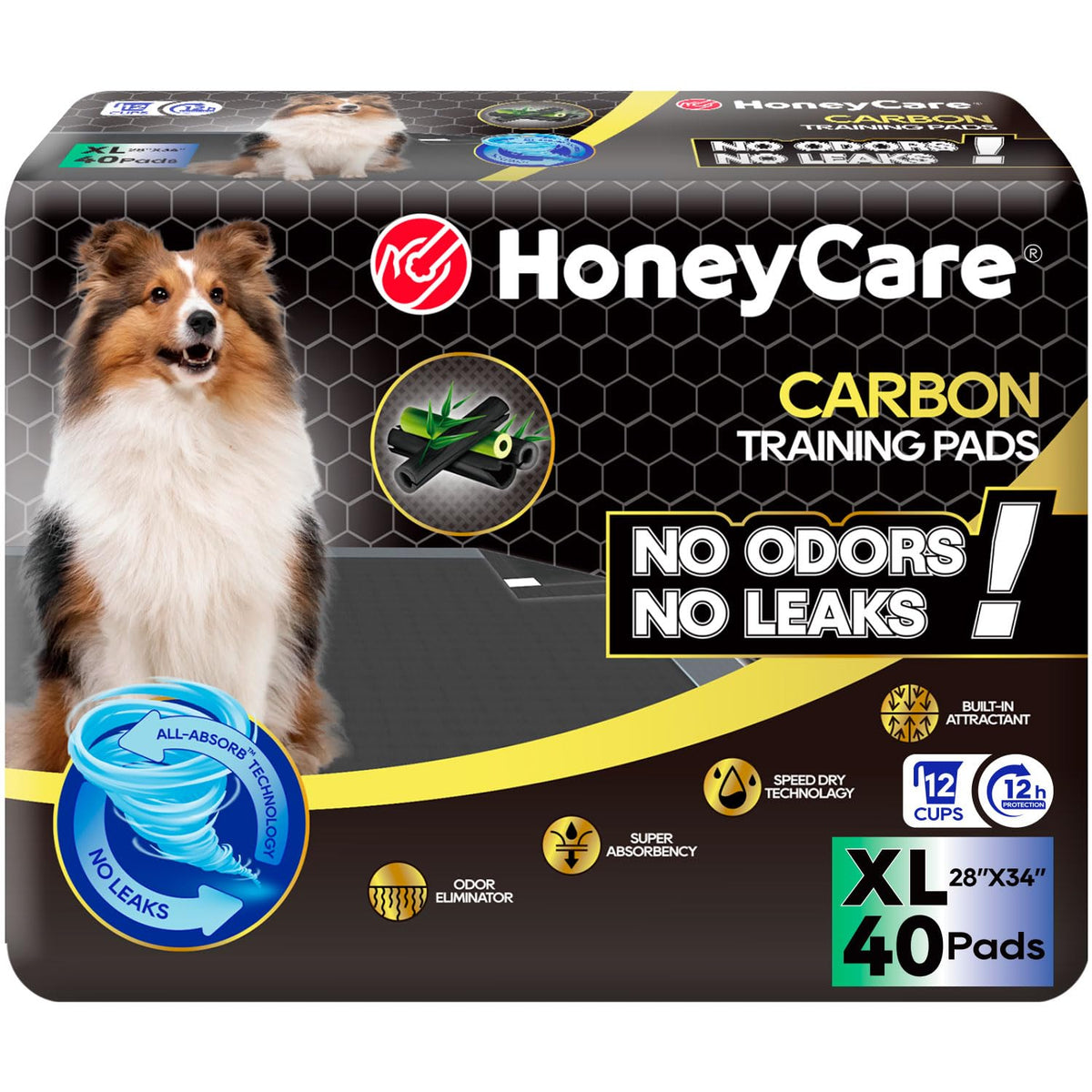 HONEY CARE frontal del paquete mostrando cantidad y talla, conveniencia inmediata