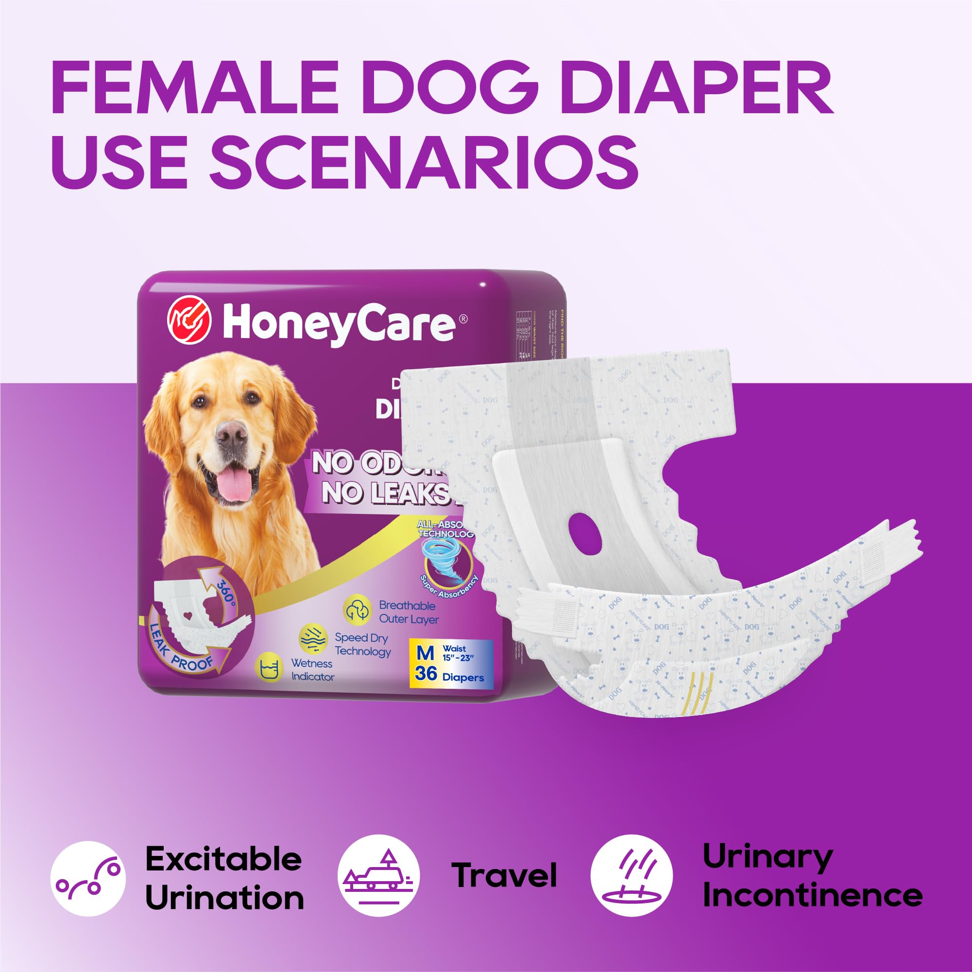 HONEY CARE pañal talla M junto a regla para referencia de tamaño