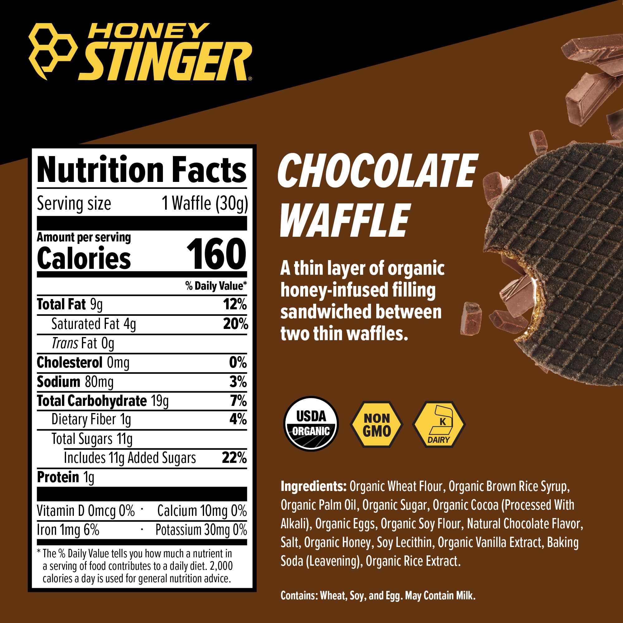 Honey Stinger waffle en mano listo para consumo antes de una carrera