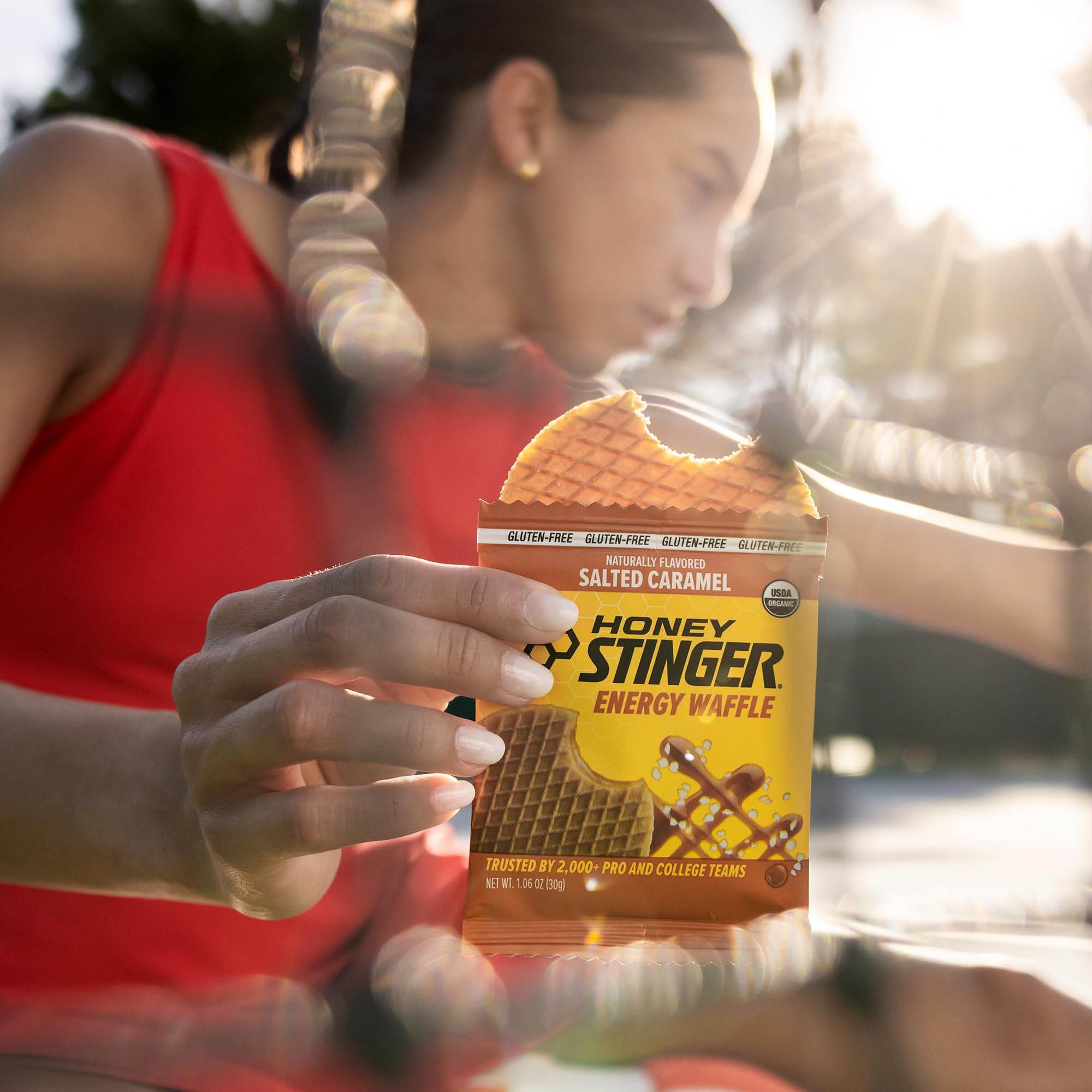 Honey Stinger etiqueta de ingredientes orgánicos y sin conservantes para confianza