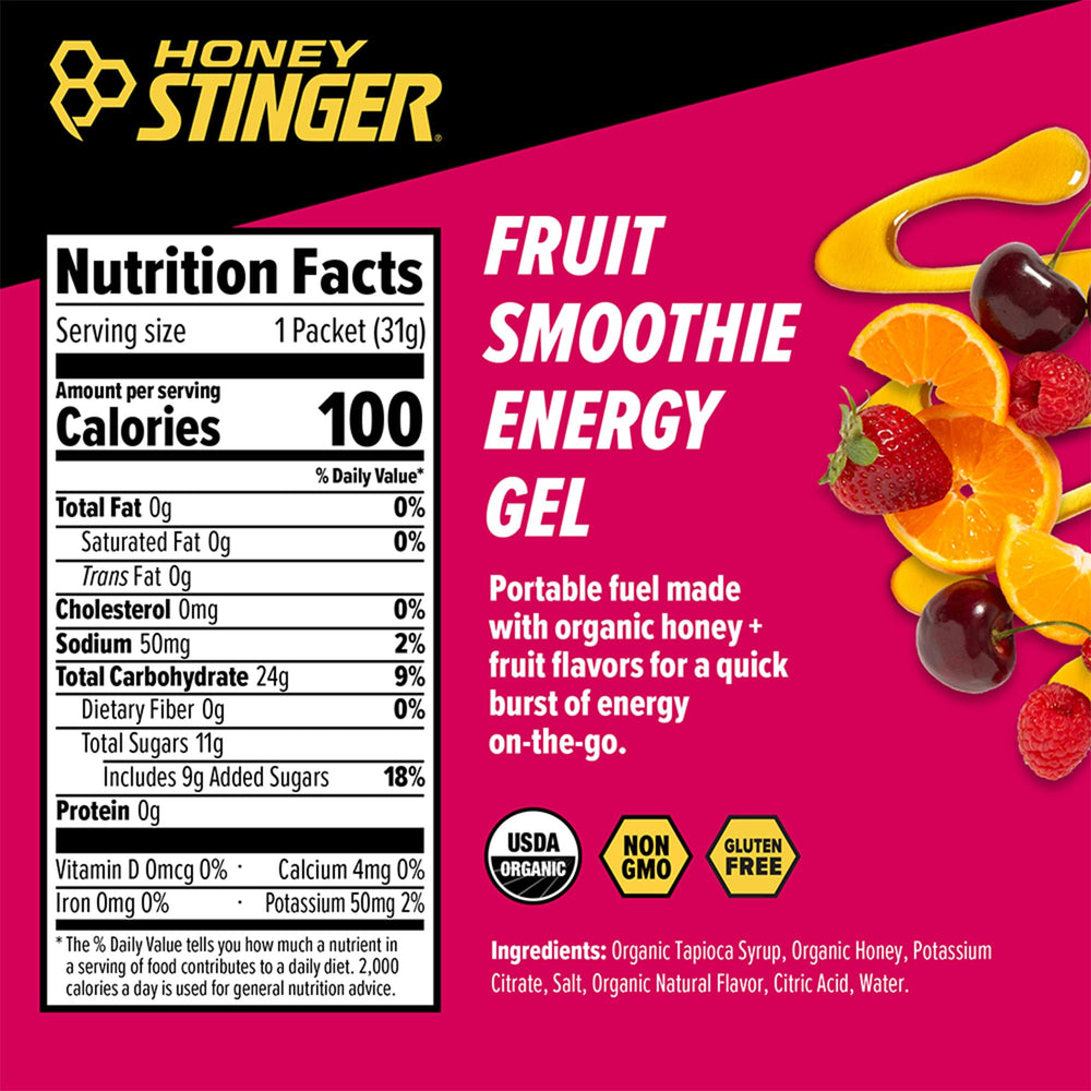 Honey Stinger envase abierto listo para consumir durante ejercicio