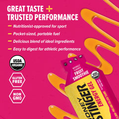 Honey Stinger textura del gel en primer plano para rápida absorción