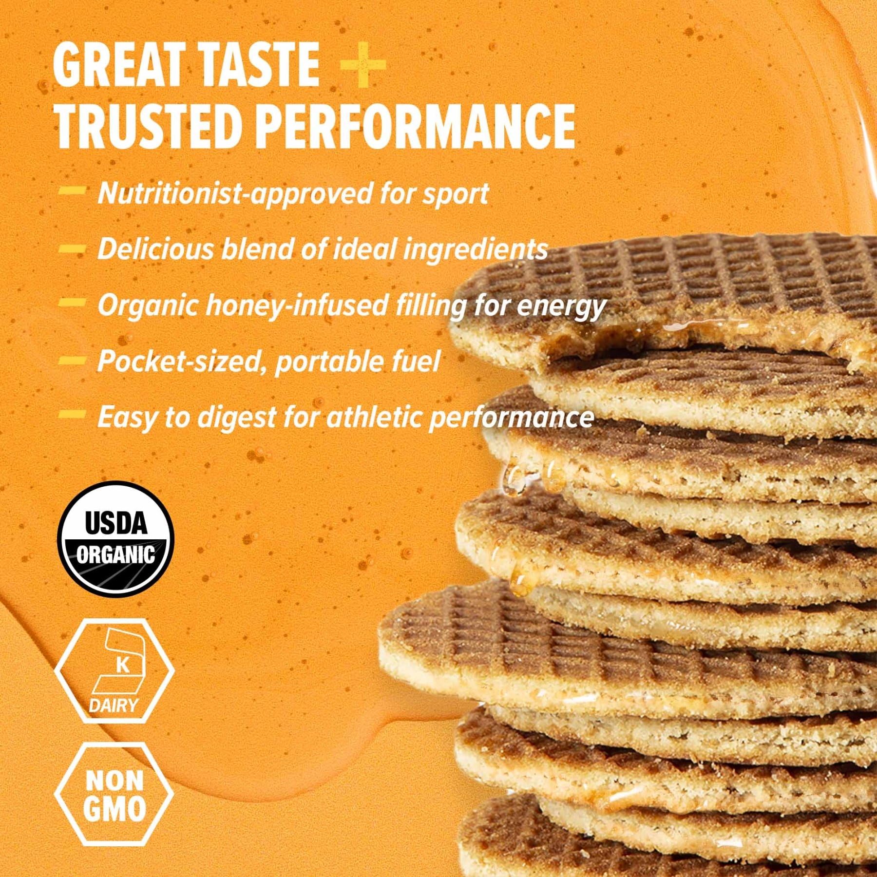 Honey Stinger porción individual fuera del envoltorio lista para comer y energizar