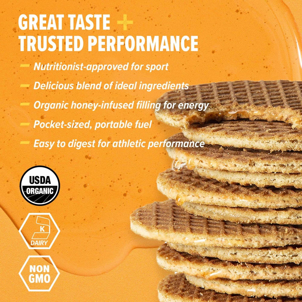 Honey Stinger porción individual fuera del envoltorio lista para comer y energizar