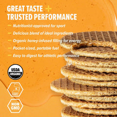Honey Stinger porción individual fuera del envoltorio lista para comer y energizar