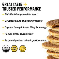Honey Stinger primer plano del relleno de miel y vainilla, sabor y energía