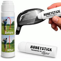 HoneyGolf HoneyStick frente del envase mostrando tamaño y portabilidad