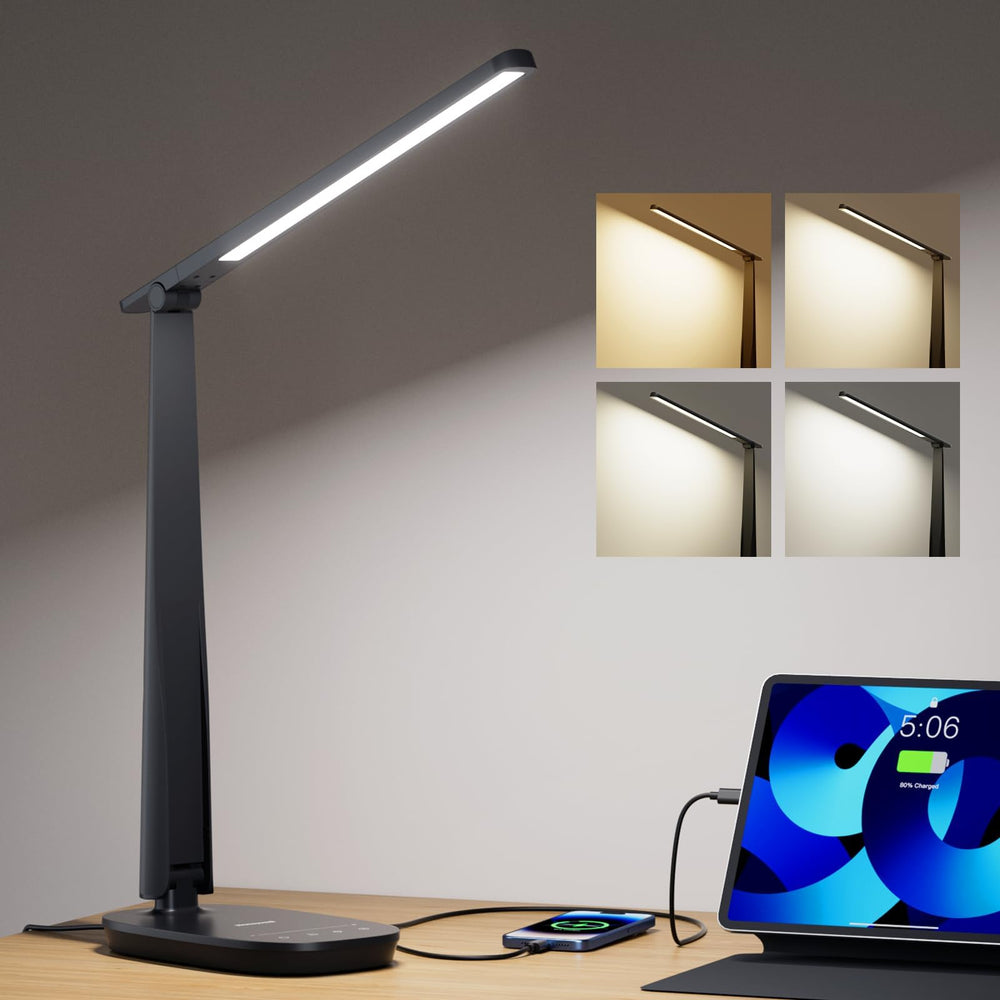 Honeywell vista frontal de lámpara de escritorio iluminando área de trabajo