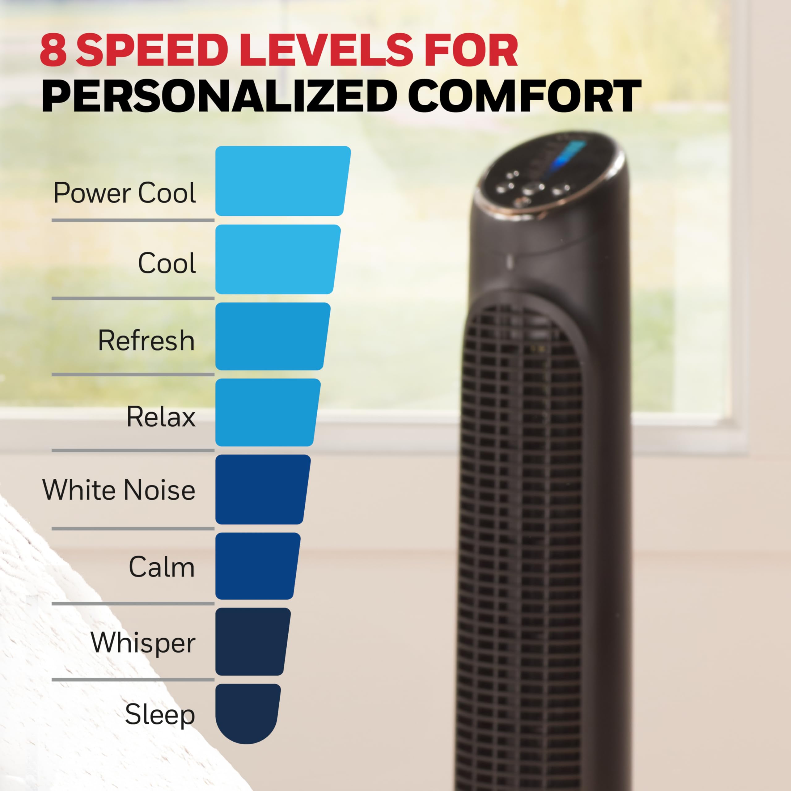 Honeywell HYF290B oscilando en habitación para mejorar la circulación del aire