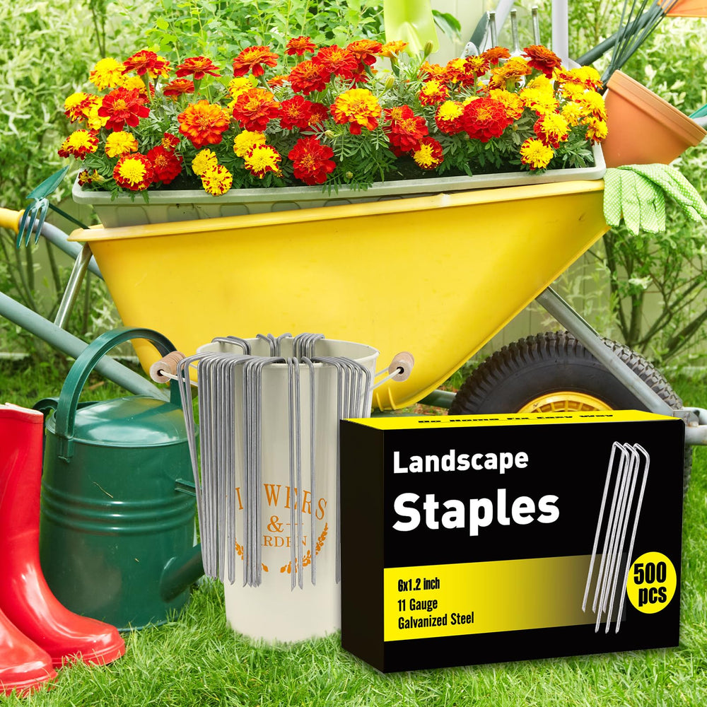 HongWay staples pinned in turf showing firm anchoring for artificial grass and fabric