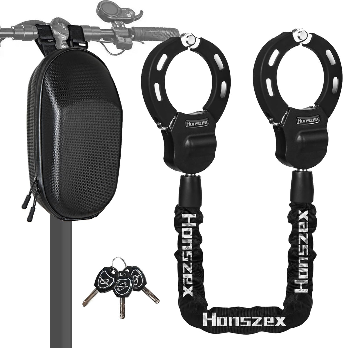 Honszex candado vista frontal mostrando diseño resistente y seguridad