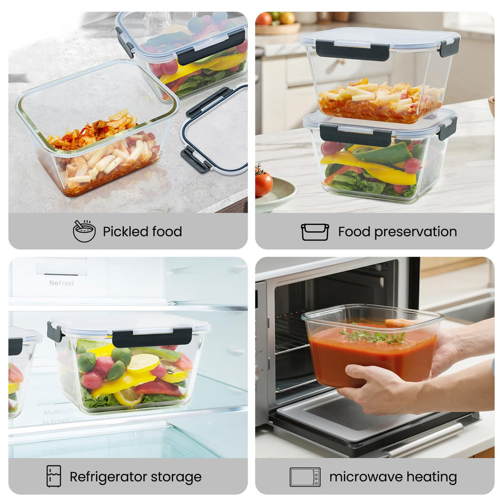 Hontent estantes del refrigerador organizados con recipientes Hontent