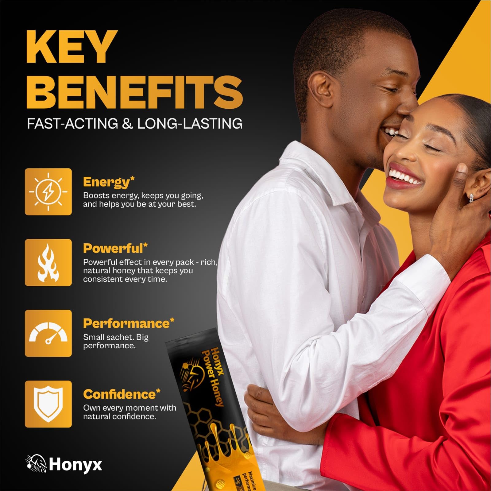 HONYX Power Honey etiqueta con lista de ingredientes botánicos para transparencia