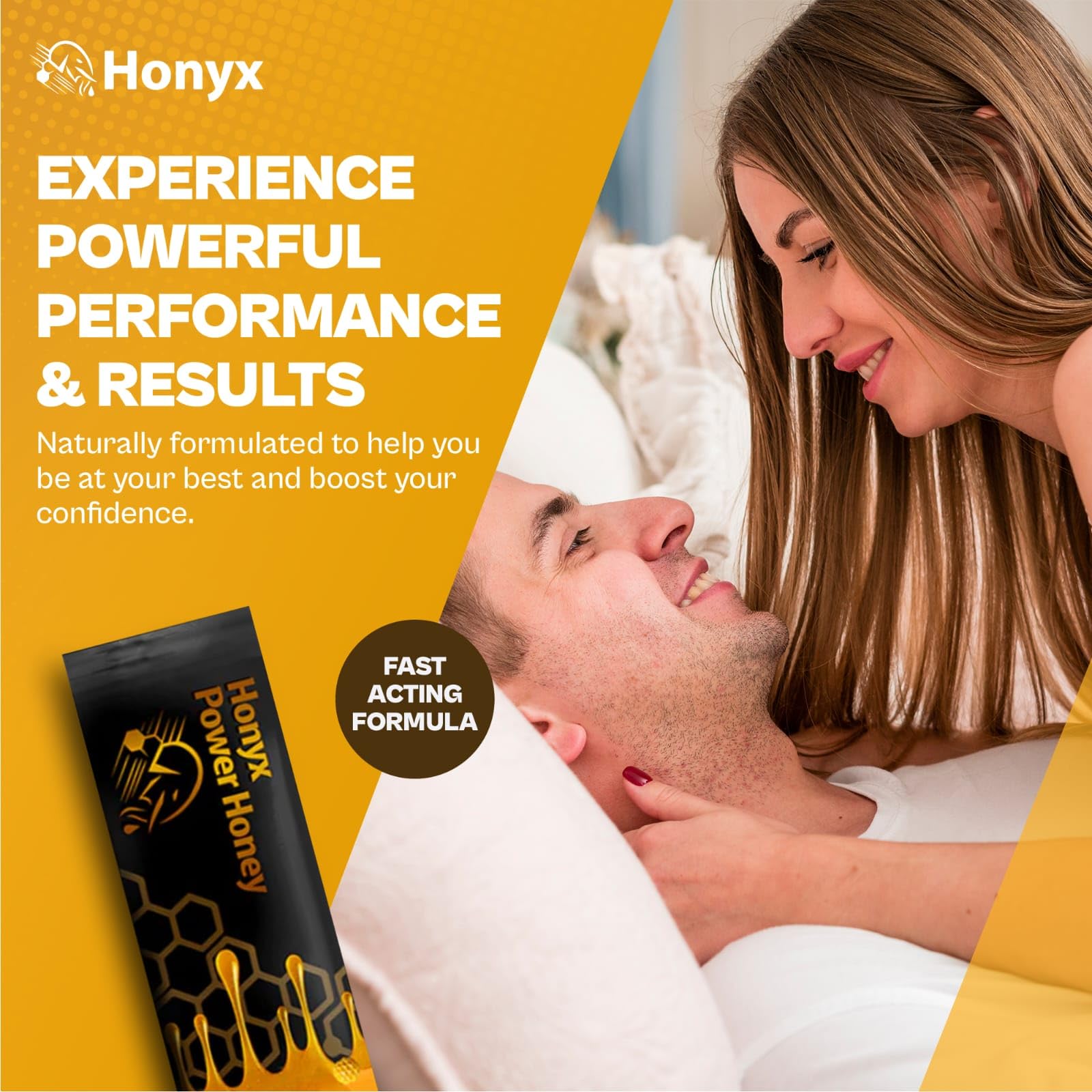 HONYX Power Honey vertido en taza de té mostrando mezcla rápida y sin grumos