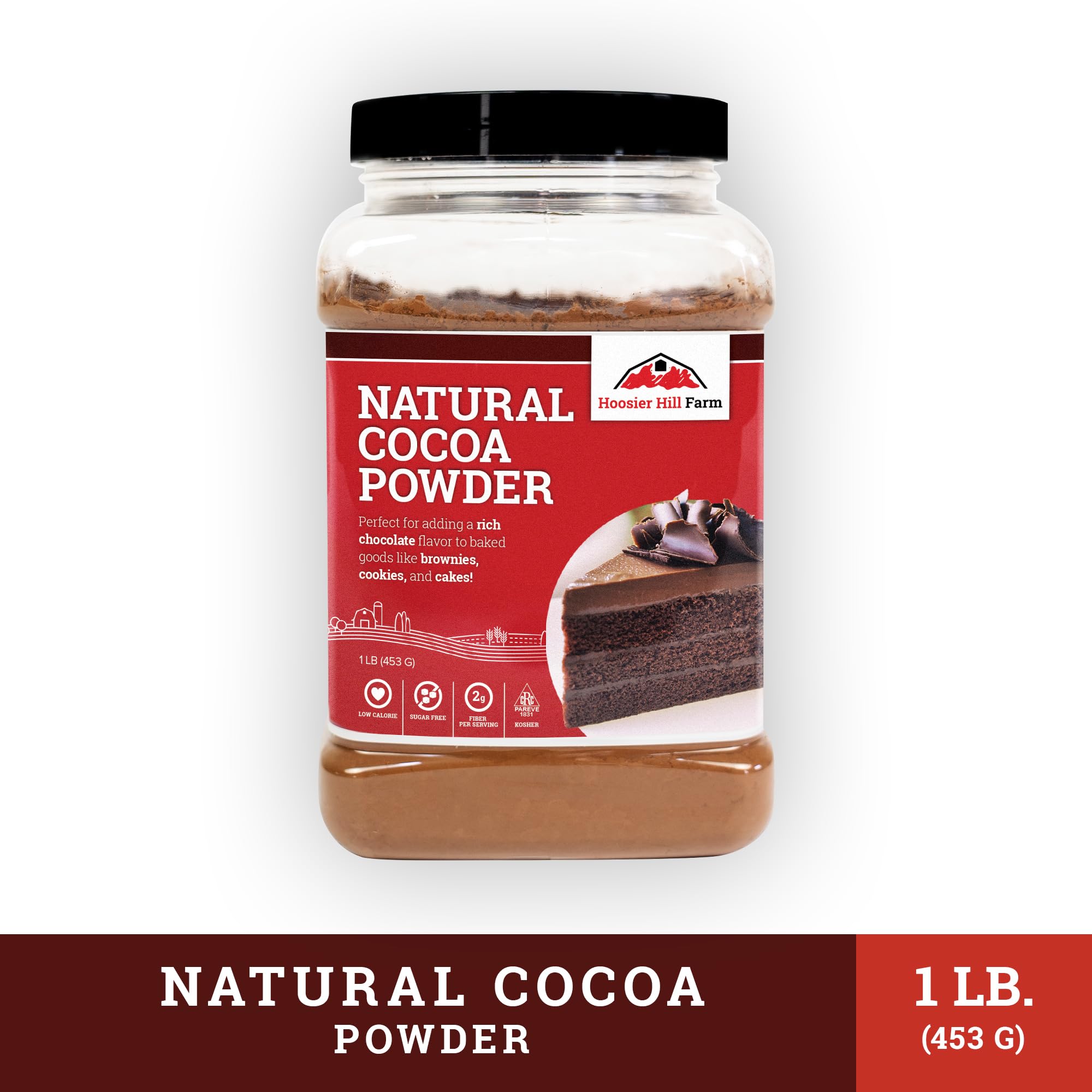 Hoosier Hill Farm frasco de 1 lb junto a taza medidora, referencia de tamaño