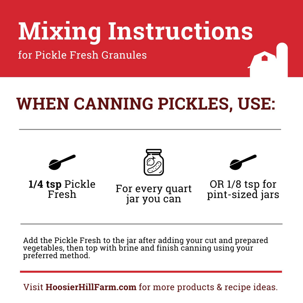 Hoosier Hill Farm ambiente de cocina con Pickle Fresh listo para usar