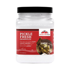 Hoosier Hill Farm envase frontal mostrando Pickle Fresh y su capacidad