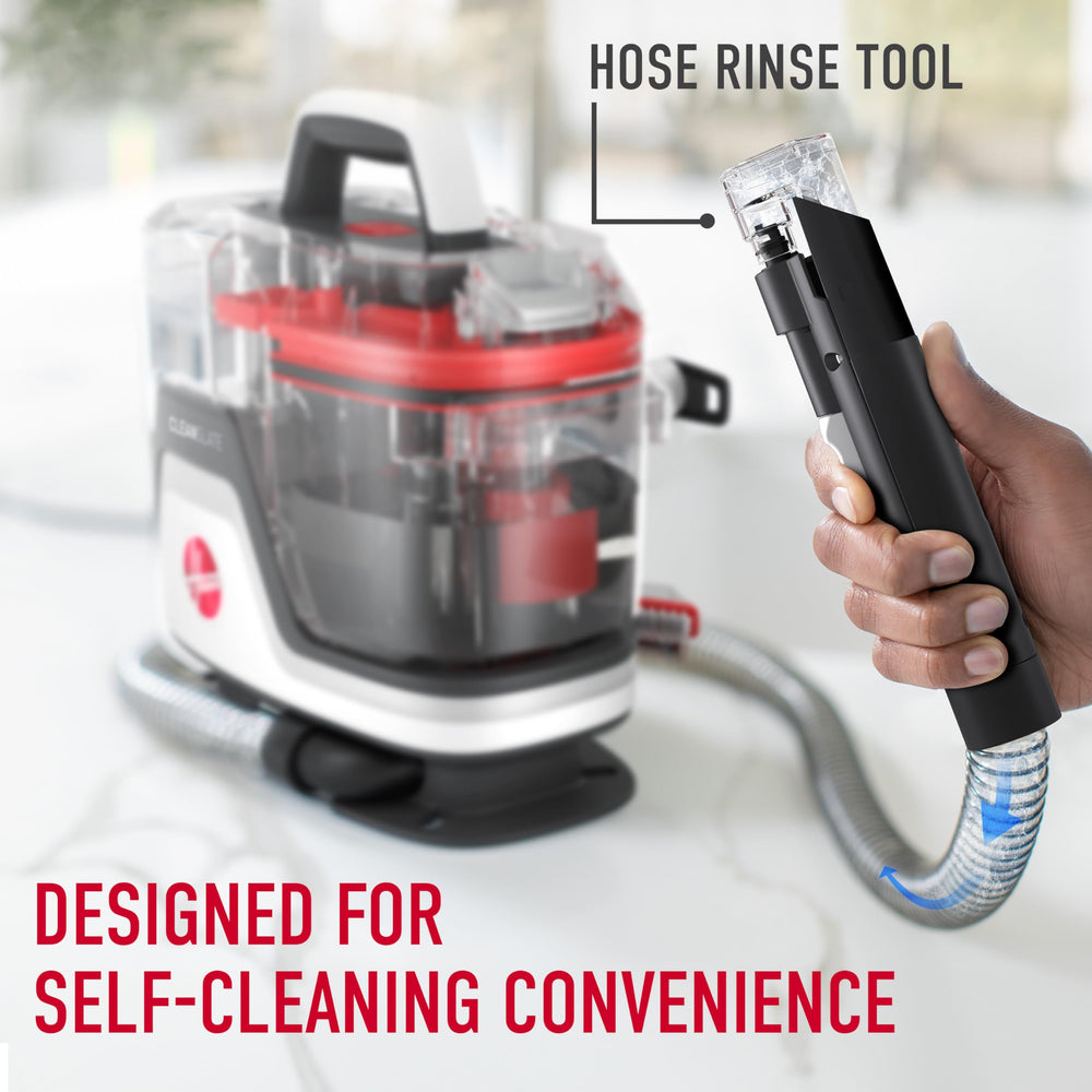 Hoover CleanSlate Plus en uso sobre tapicería eliminando una mancha reciente